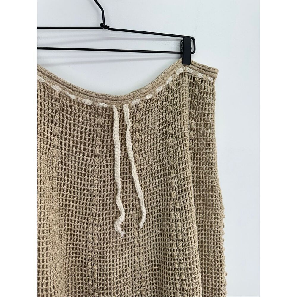 J.M. Pink Women’s Vintage Tan Cream Crochet Open Knit Two Piece Dolman Sleeve Ma - Picture 8 of 14